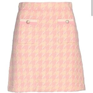NWOT Sandro Pink Houndstooth Mini Skirt